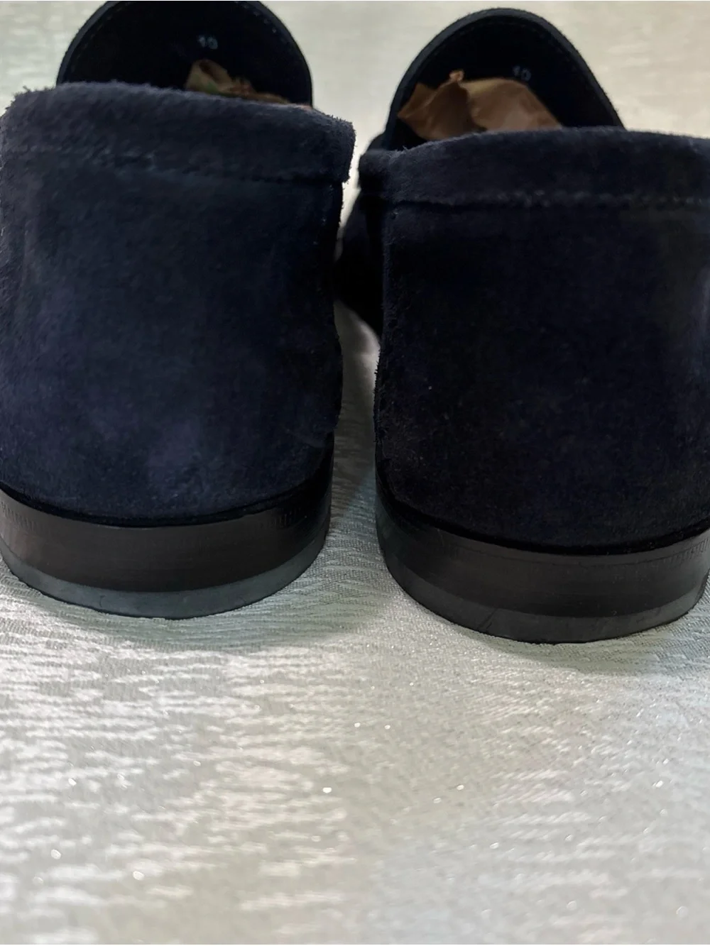 Santoni Men's Dark Navy Suede Penny Loafers Sz 10D